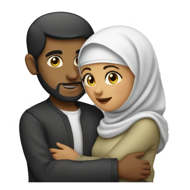 Dark Muslim woman hugging Desi Muslim man  sticker