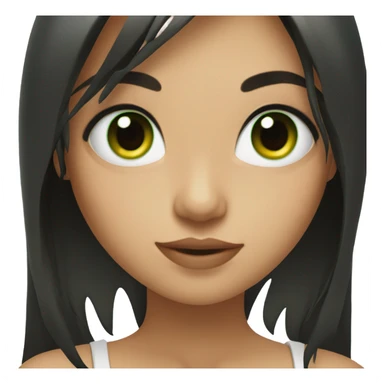 Woman Long dark hair with bangs and green Eyes - in a cute pose sticker