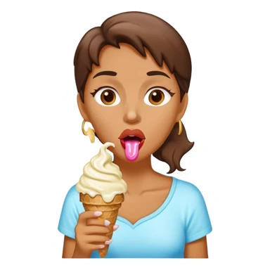 Woman with ice cream melting in mouth sticker