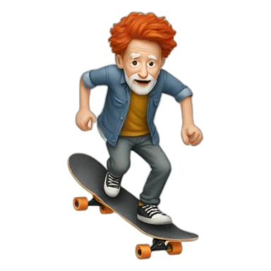 Old man, red hair, skateboarding sticker