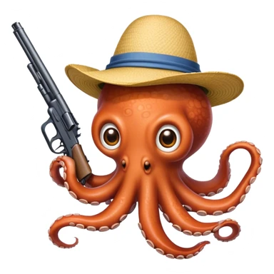 Octopus with rice hat and gun sticker