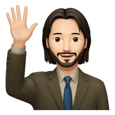 Keanu Reeves raising his hand up sticker