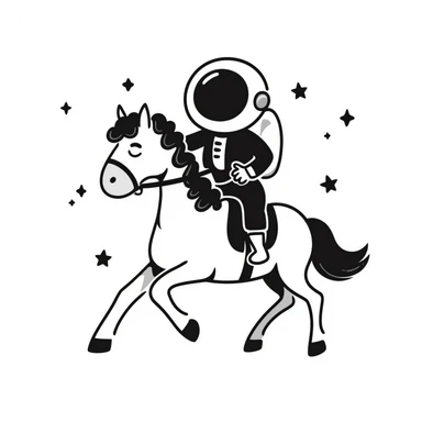astronaut on horseback with stars in background sticker