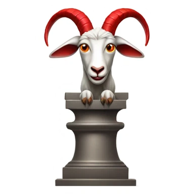 Evil Goat Devil with red tipped horns standing with goat hind legs on pyramidal pillar  sticker