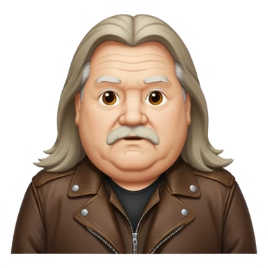 Long hair old fat men in leather jacket sticker