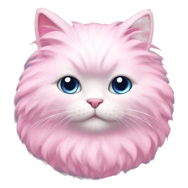 pink fluffy cat with bow sticker