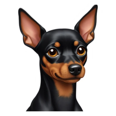 13 year old dark miniature pinscher with piece of left ear missing sticker