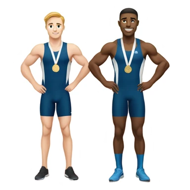 Two strong high school white men running track and winning medals sticker