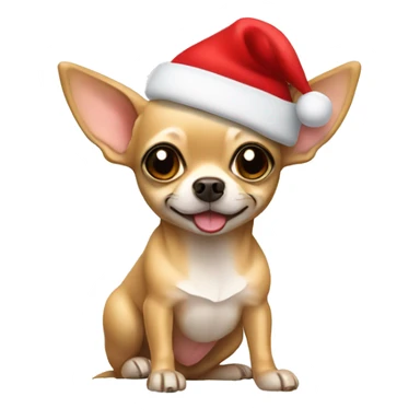 Tan chihuahua with a Santa hat sticker
