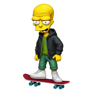 mr burns dressed as a skater, with a streetwear outfit sticker