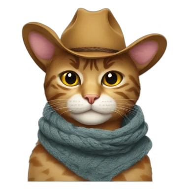 cowboy cat with a scarf around his neck sticker