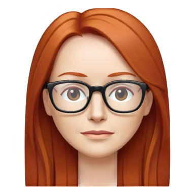 middle age Red head long straight hair pale skin wearing glasses sticker