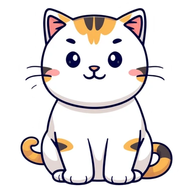 Cute tabby cat with white stomach, adorable expression, showing white belly fur sticker