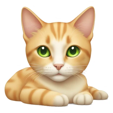 light orange/cream colored cat with green eyes laying down  sticker
