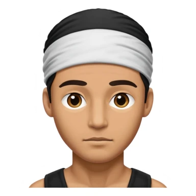 necesito la cara de un hombre con una vincha de color negro en la frente. la vincha tiene que ser angosta y tiene que estar en la frente del hombre, arriba de los ojos y abajo del pelo. sticker