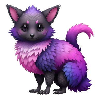 Cool Edgy realistic Black-pink-purple-gradient Trico-animal-creature full body sticker