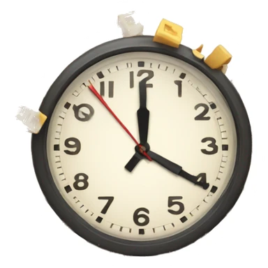 Create an emoji of a clock breaking into pieces sticker
