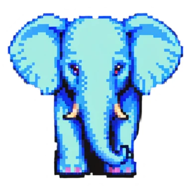 PostgreSQL database logo with elephant symbol in pixel art sticker
