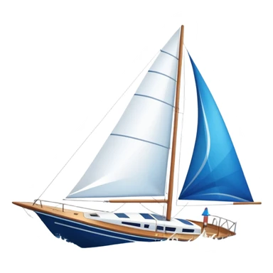 An icon featuring a sleek sailboat with billowing sails cutting through the waves. The design includes the boat's mast, a wind-filled sail, and water splashes, symbolizing the thrill and skill of sailing. Transparent background highlights the elegance and power of wind-driven sports. sticker