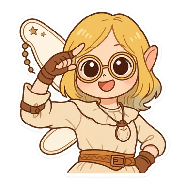 Create a chibi emoji version of the Black Desert Online character. Make it cute and funny with exaggerated big eyes, a playful expression, and a lighthearted pose. Focus on a charming and adorable style typical of chibi stickers. sticker