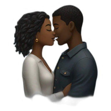 black couple kissing behind a storm sticker