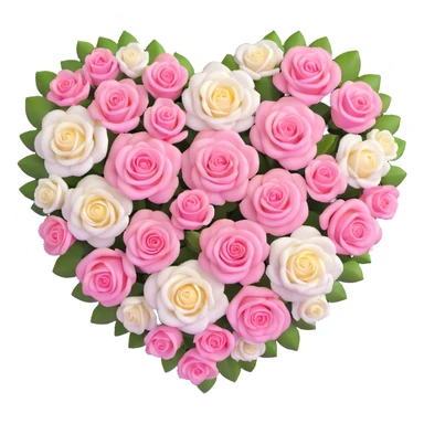 heart-shaped arrangement of pink and white roses sticker