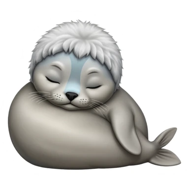 Sleeping baby seal with fluffy fur sticker