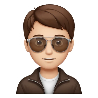 boy with brown hair, white skin, no beard, wearing sunglasses sticker