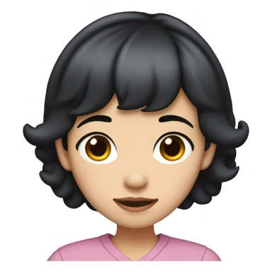 korean girl short black hair sharp jawline, wearing mickey ears sticker