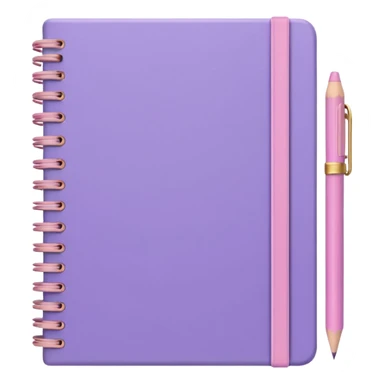 spiral-bound notebook in soft purple with a pastel pink pencil resting on it sticker