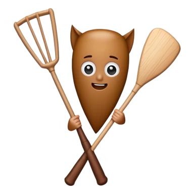 A brown stick character holding a bat sticker