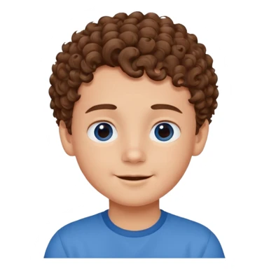 cute boy happy with heart eyes curly short brown hair blue shirt sticker