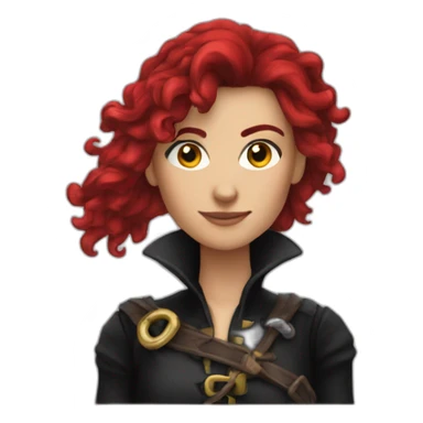 female-pirate-red-short-haircut-hook-hand sticker