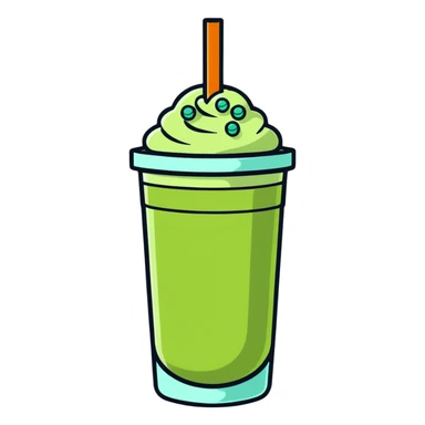 iced matcha latte with boba pearls sticker