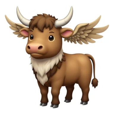 4 legged winged ox emoji light brown body visible too wings on the shoulders only sticker
