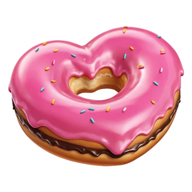 Realistic isolated heart shaped donut with pink frosting. sticker