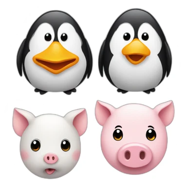 penguin and two pigs sticker