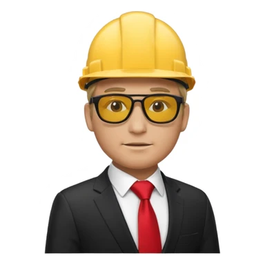 black suit red tie with yellow helmet man and sunglasses sticker