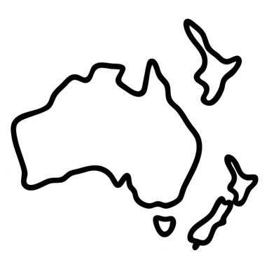 Oceania continent, minimal outline, modern icon sticker
