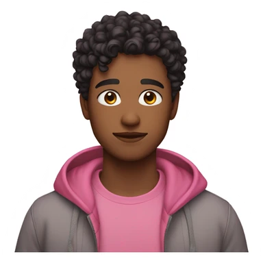 26yo boy with short curly dark hair pink on the sides sticker