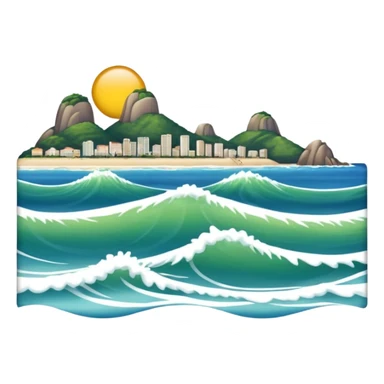 Praia de Copacabana with waves, Rio de Janeiro, emoji style sticker