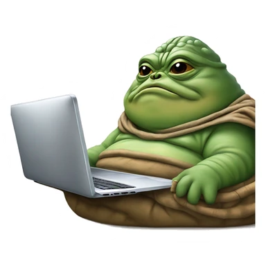 Jabba the Hutt from Star Wars with a laptop sticker