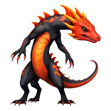 Colorful Dark Shiny Exotic Salandit-Guilmon-Quilava-Fakémon-hybrid-creature (full body)  sticker