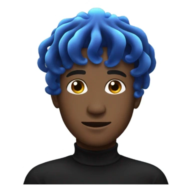 Male, indigo jellyfish haircut, black turtleneck sticker