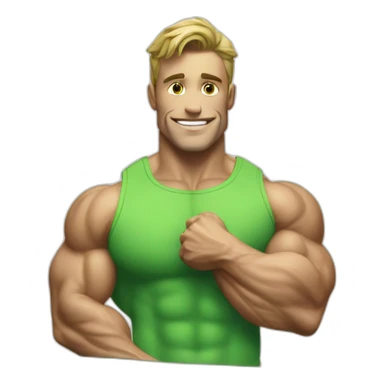 REALISTIC GREEN COLORED BOOK WITH THE PHOTO OF A BODY BUILDER ON IT'S FRONT COVER sticker