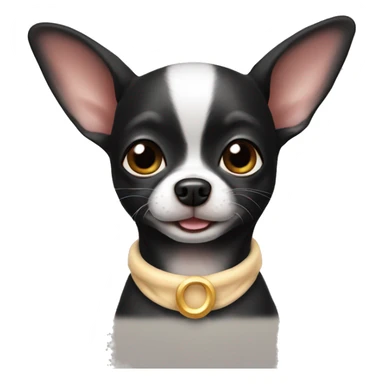 cute happy black chihuahua in bunny costume  sticker