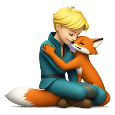 The little prince hugs the fox sticker