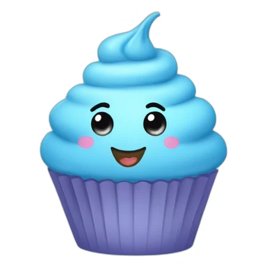 Happy light blue cupcake sticker