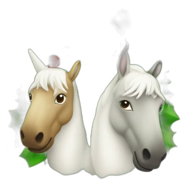 Père Noël sur deux licornes vertes sticker