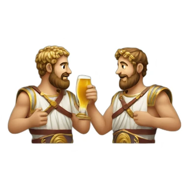Two ancient romans standing next to each other drinking beers sticker